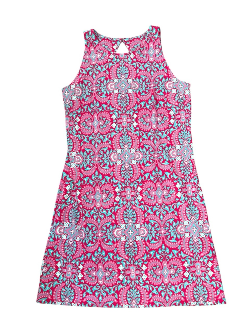 Talbots Pink Summer Paisley Midi Dress with Keyhole Back